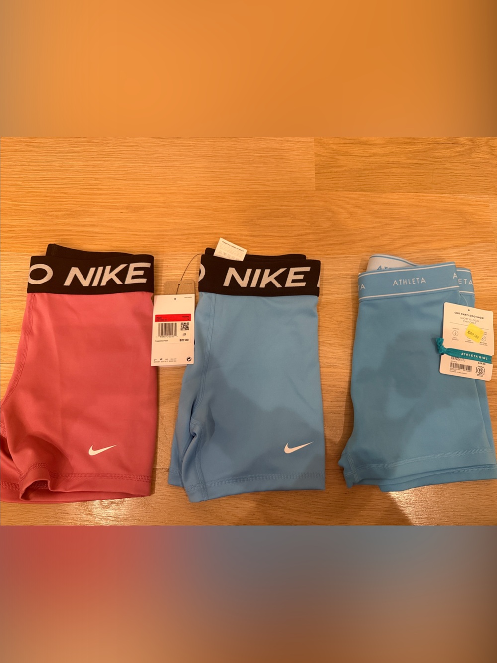 Nike PRO Girls Pink and Light Blue Athletic Shorts Set plus Athleta girl shorts